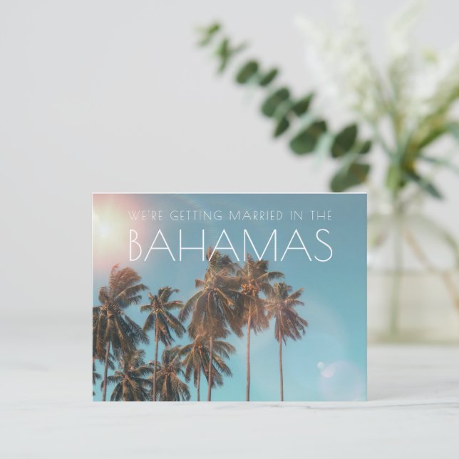 Bahamas Tropical Beach Wedding Spara datumet Meddelande Vykort (Stående Fram)