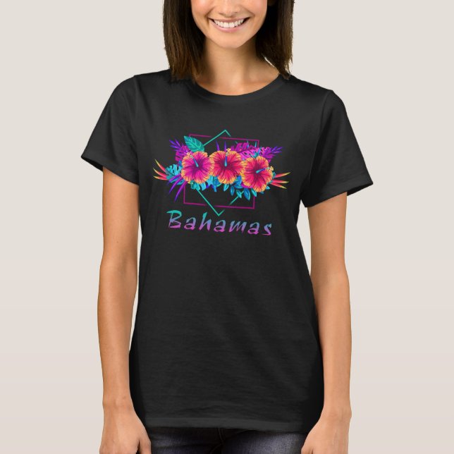 Bahamas Tropical Flower Vacation Beach-gåvor T Shirt (Framsida)