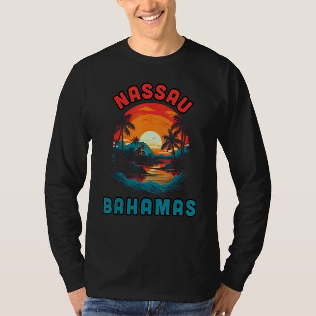 Bahamas Tropical Sunset beach Souvenir Vacation T Shirt (Framsida)