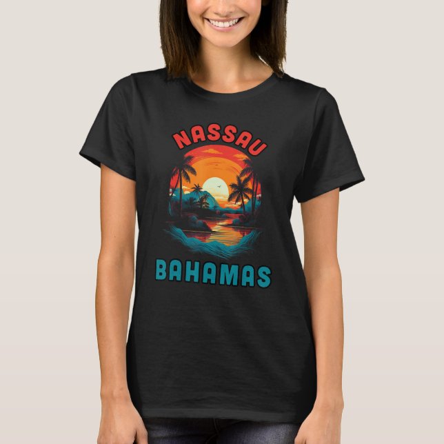 Bahamas Tropical Sunset beach Souvenir Vacation T Shirt (Framsida)