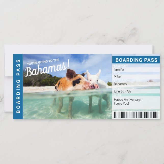 Bahamas Vacation Gift Boarding Pass Biljett (Framsida)
