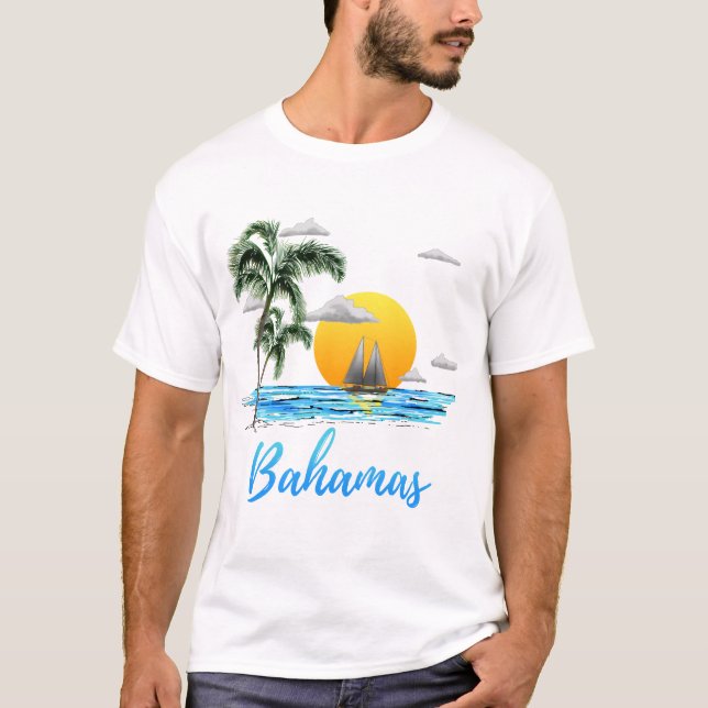 Bahamas Vacation Sailing T Shirt (Framsida)