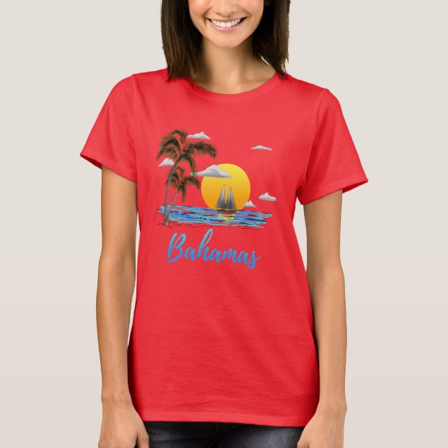 Bahamas Vacation Sailing T Shirt (Framsida)