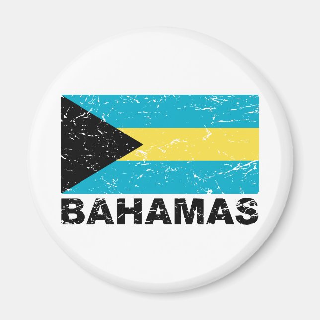 Bahamas Vintage Flagga Magnet (Framsidan)
