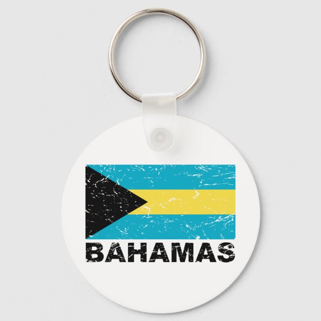 Bahamas Vintage Flagga Nyckelring (Framsida)