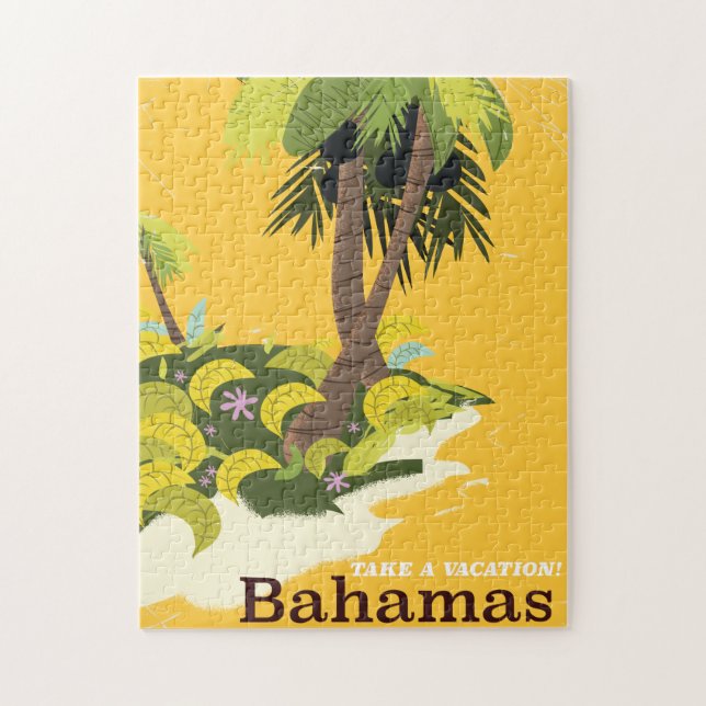 Bahamas vintage gammal reseutskrift. pussel (Vertikal)