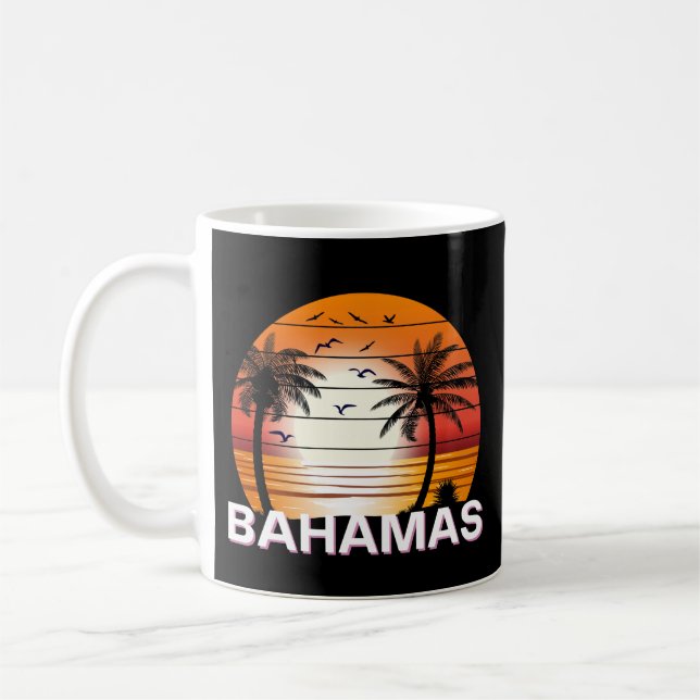 Bahamas Vintage Handflatan Träd Sommarbuss Kaffemugg (Vänster)