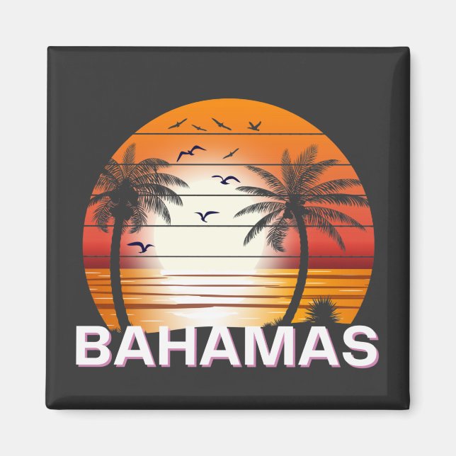 Bahamas Vintage Handflatan Träd Sommarbuss Magnet (Framsidan)