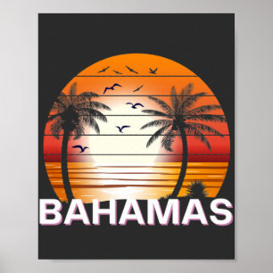 Bahamas Vintage Handflatan Träd Sommarbuss Poster