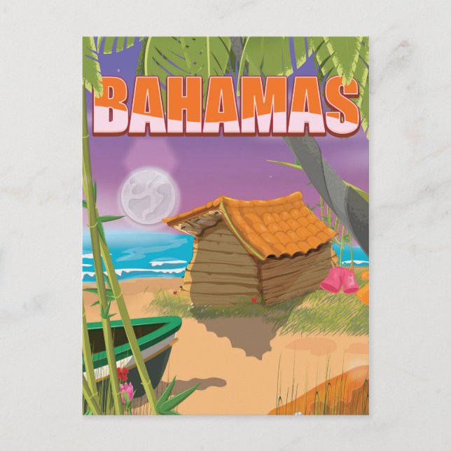 Bahamas vintage resauposters vykort (Framsida)
