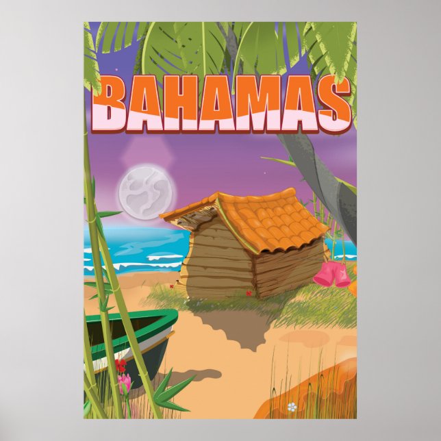 Bahamas vintage reseaffisch poster (Framsidan)