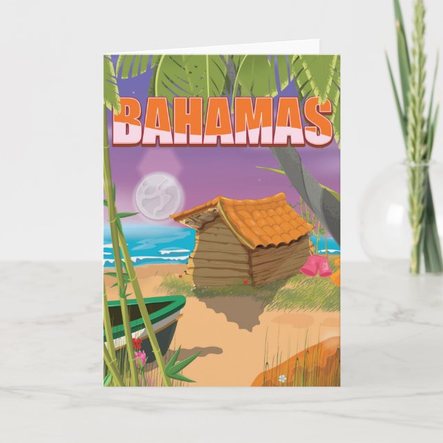 Bahamas vintage resor poster helgkort (Framsida)