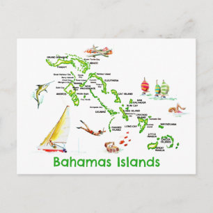Bahamasöarnas karta vykort