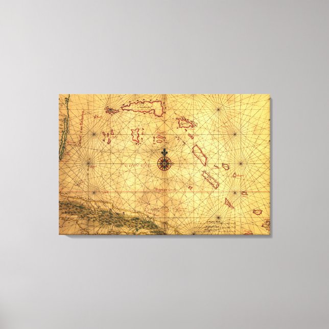 BahamasPanoramisk kartaBahamas Canvastryck (Framsida)