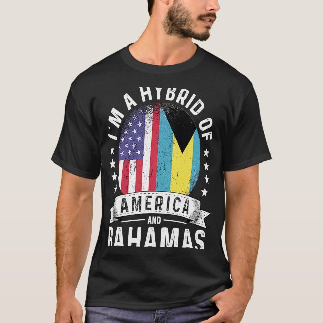Bahamian American Patriot Grown Flagga Humor T Shirt (Framsida)