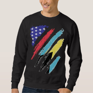 Bahamian American Patriot Grown Heart Flagga Rand Lång Ärmad Tröja