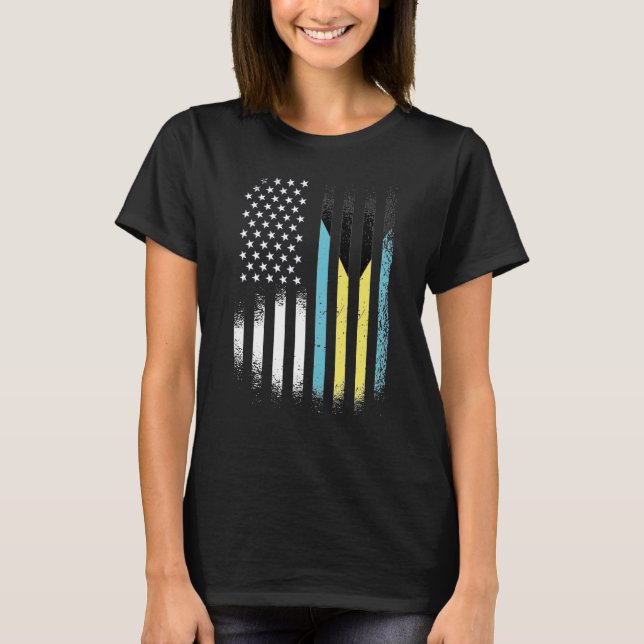 Bahamian American Patriot Grown Land USA flagga T Shirt (Framsida)