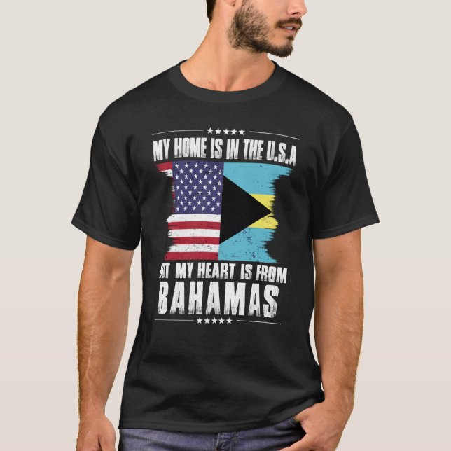 Bahamian American Patriot Grown Proud Home Heart U T Shirt (Framsida)