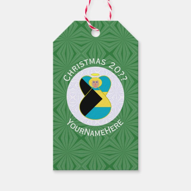 Bahamian Blonde Angel-Personligen Jul Flagga Presentetikett (Framsidan)