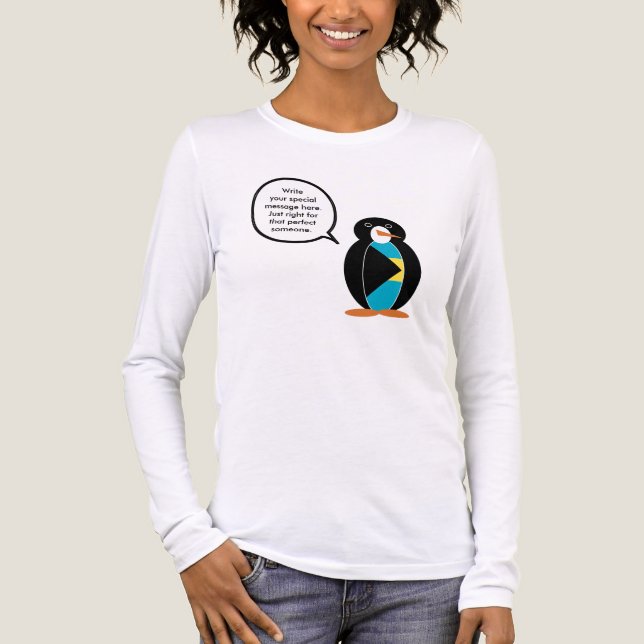 Bahamian Flagga Talking Penguin Personlig T Shirt (Framsida)