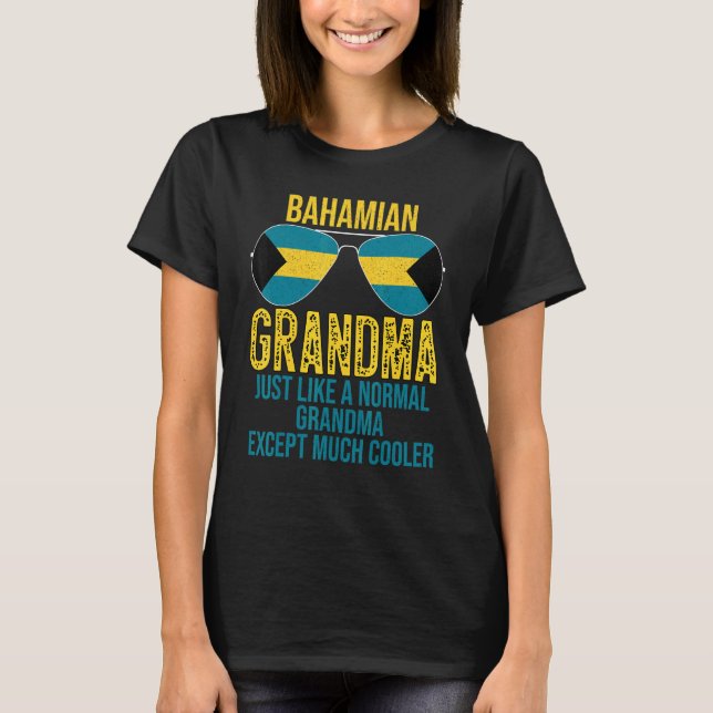 Bahamian Grandma Bahamas Flagga Sunglasses Mor T Shirt (Framsida)