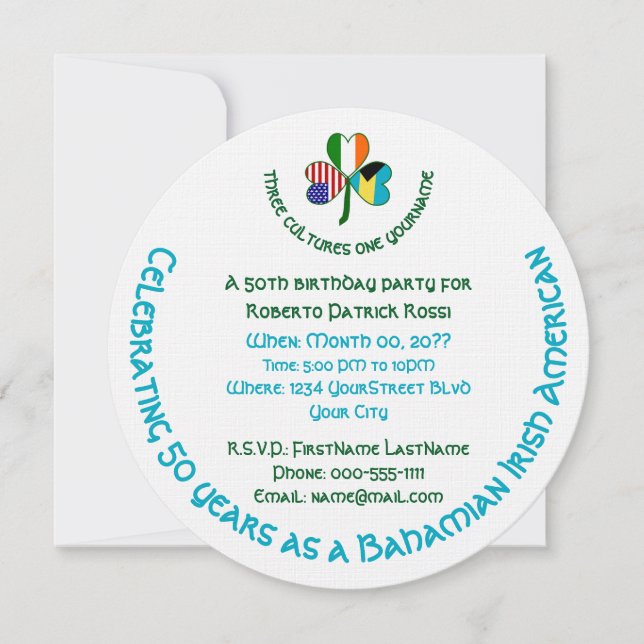 Bahamian Irish American Flagga Shamrock Birthday Inbjudningar (Framsida)