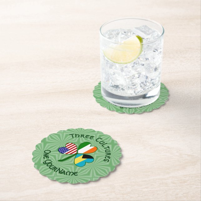 Bahamian Irish Flagga Shamrock Personlig Underlägg Papper (Insitu)