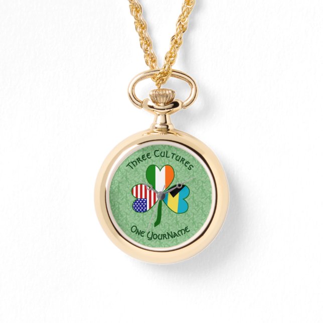 Bahamian Irish USA Shamrock Personlig Armbandsur (Framsida)