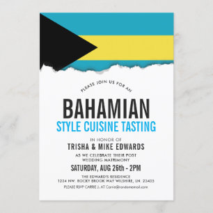 Bahamian Thned Cuisine Party Flagga Inbjudan Whi