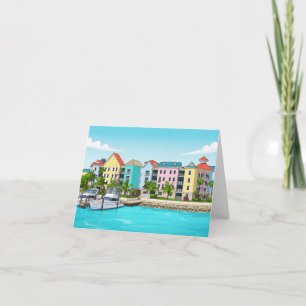 Bahamians färgglada hus gratulationskort kort