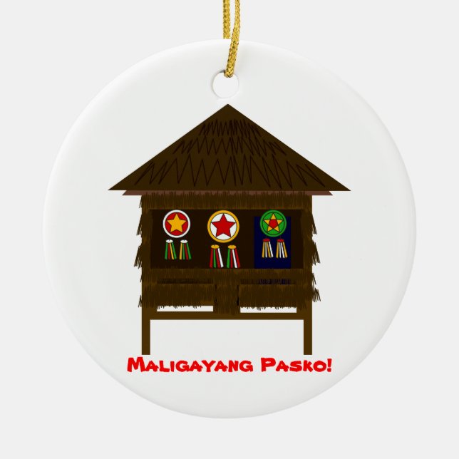 Bahay ornamnent Kubo Julgransprydnad Keramik (Framsidan)