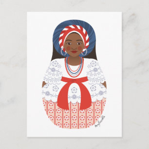 Bahia Brazilian Matryoshka Postcard Vykort