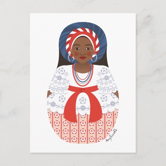 Bahia Brazilian Matryoshka Postcard Vykort (Framsida)