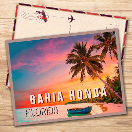 Bahia Honda Nyckel Florida Tropical Handflatan Trä Vykort