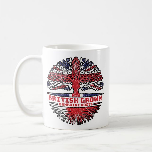 Bahrain Bahraini British UK Träd Roots Flagga Kaffemugg (Vänster)