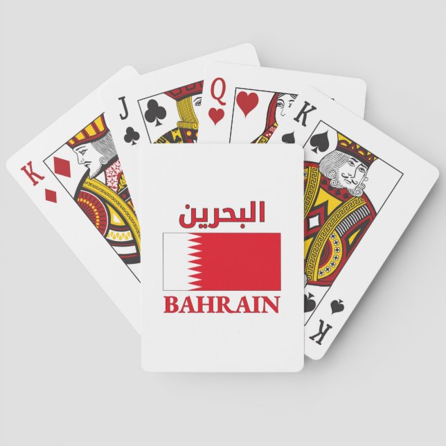 Bahrain Flag البحرين Arabic & English WordArt Casinokort (Baksidan)