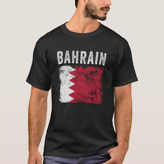 Bahrain Flag Distressed Men Women Kids Bahraini Fl T Shirt (Framsida)