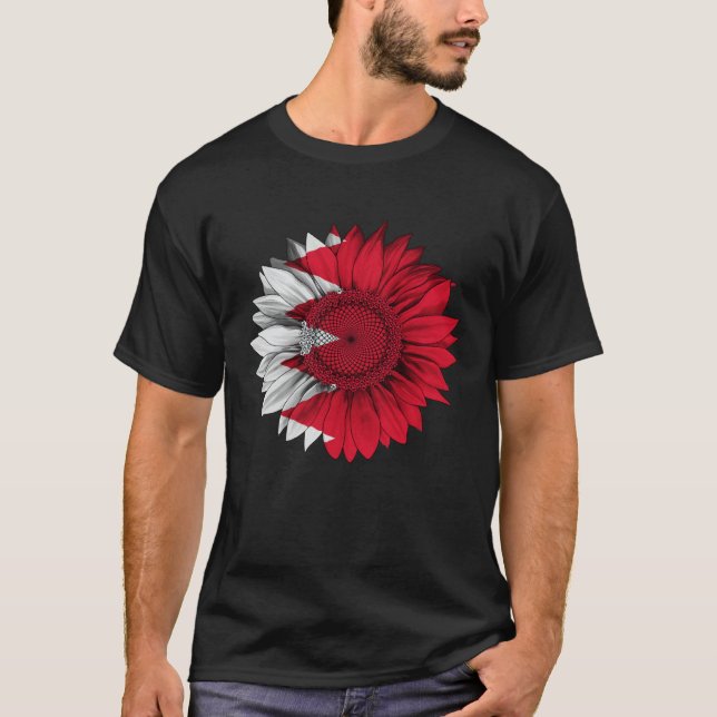 Bahrain Flag Sunflower Bahraini Roots Proud Patrio T Shirt (Framsida)