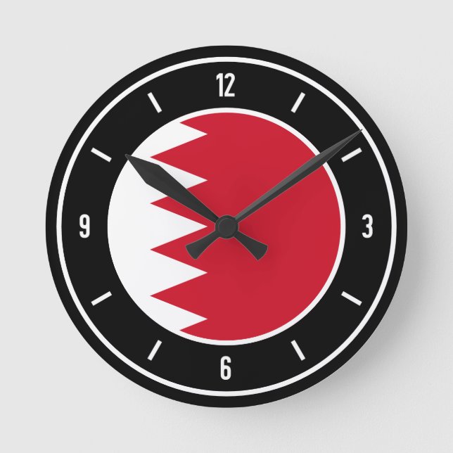 Bahrain Flagga Elegant Rund Klocka (Framsida)