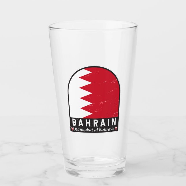 Bahrain Flagga Emblem Distress Vintage Glaskopp (Framsida)