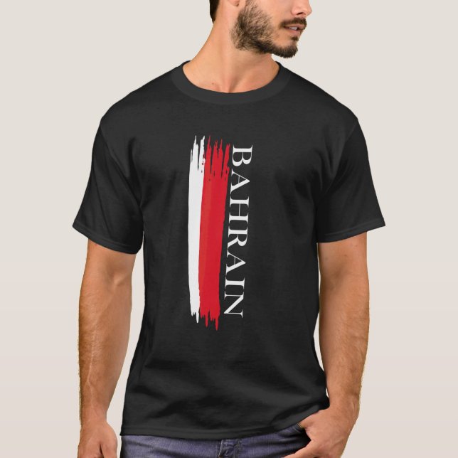 Bahrain Flagga Färg Ränder T Shirt (Framsida)