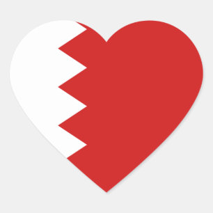 Bahrain Flagga Heart Sticker Hjärtformat Klistermärke