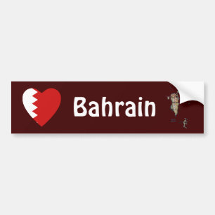 Bahrain Flagga Hjärta + Karta Bildäckslapp Bildekal