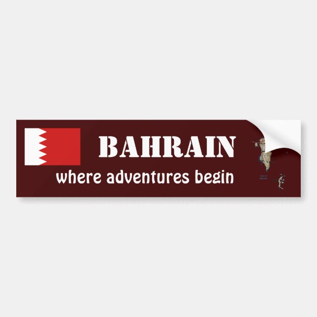 Bahrain Flagga + Kart Dekal (Framsidan)