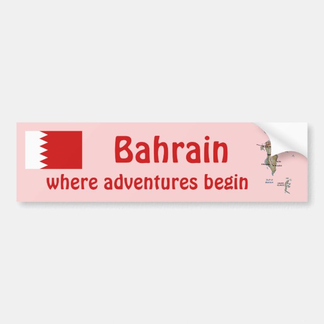 Bahrain Flagga + Kart Dekal (Framsidan)
