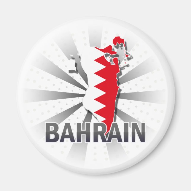 Bahrain Flagga Karta 2.0 Magnet (Framsidan)