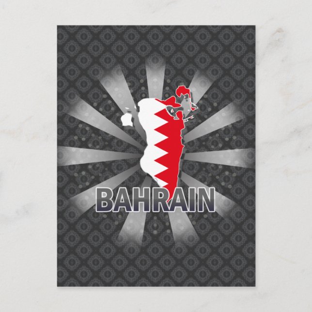 Bahrain Flagga Karta 2.0 Vykort (Framsida)