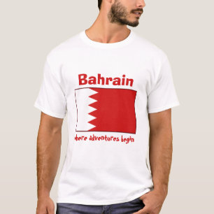 Bahrain flagga + Karta + TextT-tröja Tee