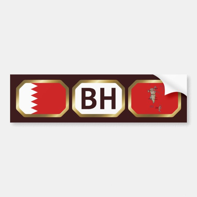 Bahrain Flagga Kartkod Bildäckslapp Bildekal (Framsidan)