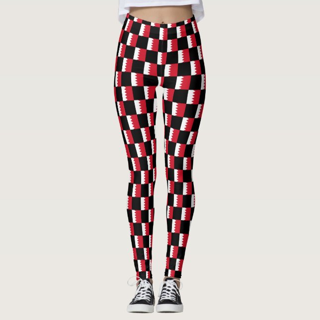 Bahrain Flagga Mönster Leggings (Framsida)